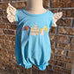 Blue Beach Sandcastle Embroidery Collection - Girl Romper - eta July Boyis
