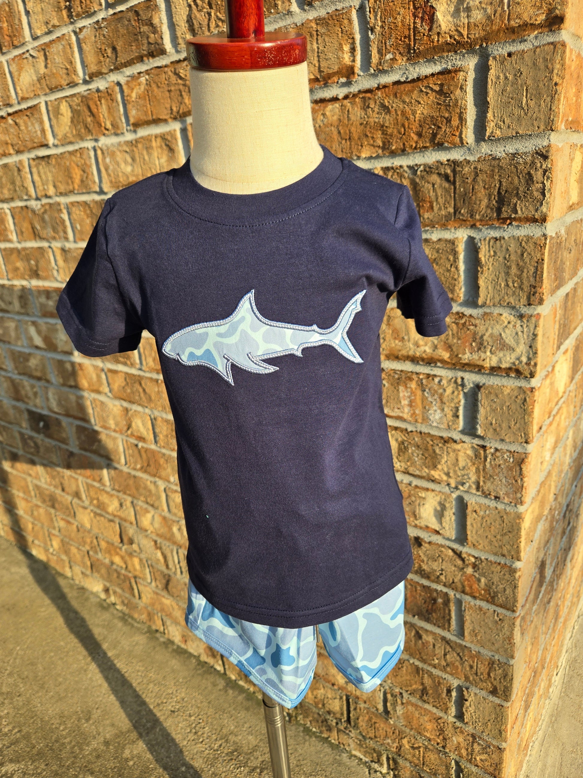 Camo Sharks Applique Collection - Boy 2 Pc Set Boyis