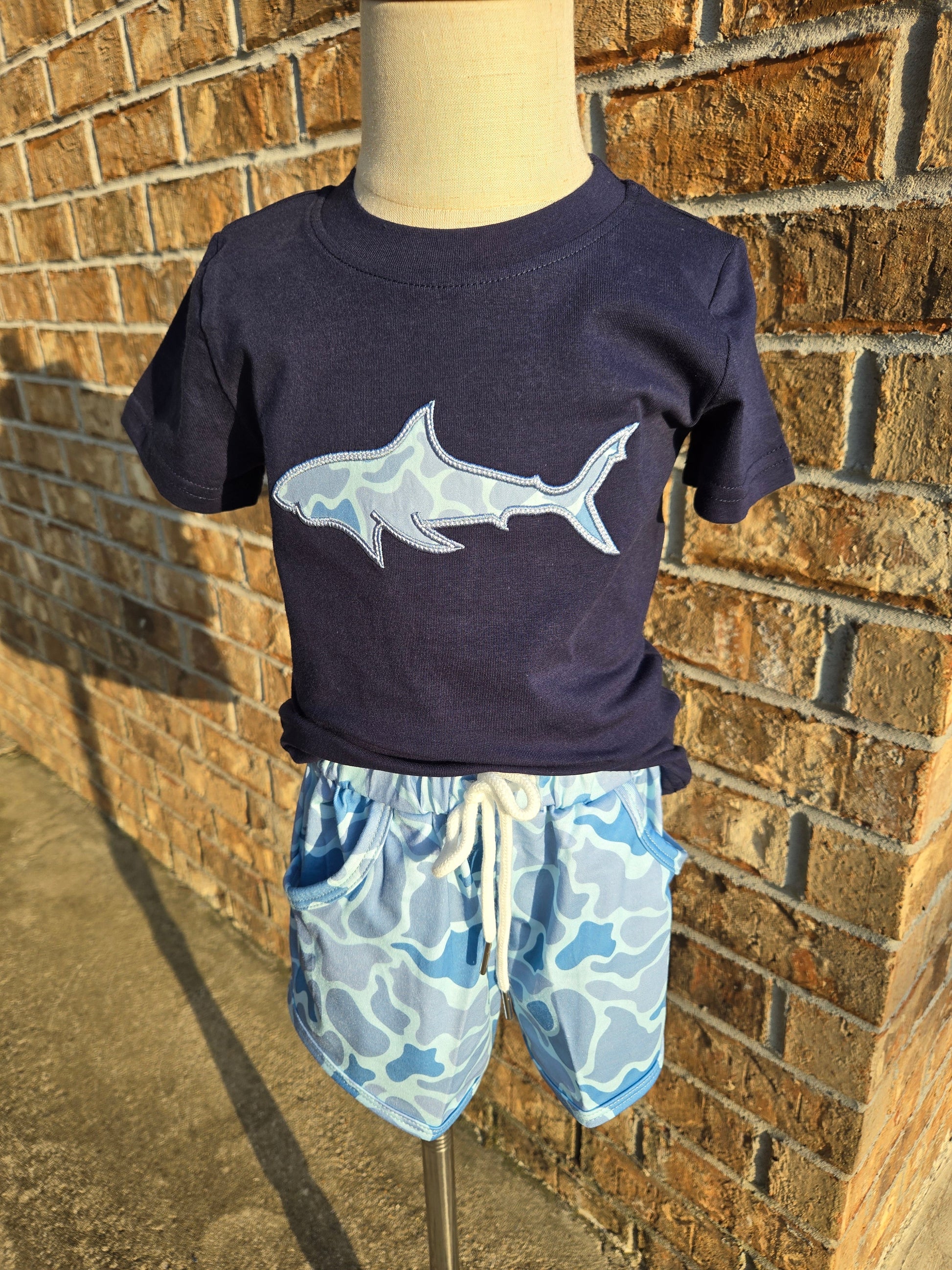 Camo Sharks Applique Collection - Boy 2 Pc Set Boyis