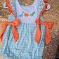 Blue Dinosaur Embroidery Gingham Girl Bubble Honeydew