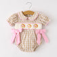 Fall Thanksgiving Beige Turkey Embroidery Smocking Girl Bubble Rylee Faith