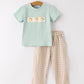 Fall Thanksgiving Beige Turkey Embroidery Smocking Boy 2 Pc Set Rylee Faith