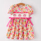 Autumn Colorful Floral Smocked Pumpkin Embroidered Girl Dress Rylee Faith