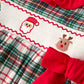 Christmas Plaid Santa Embroidered Machine Smocked Bow Plaid Girls Dress Rylee Faith