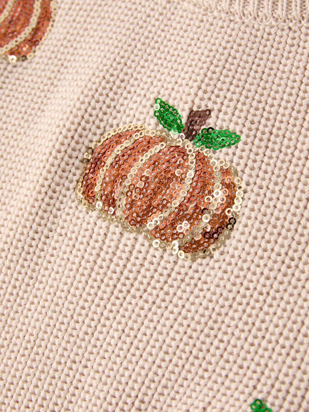 Beige Thanksgiving Pumpkin Sequin Sweater Rylee Faith