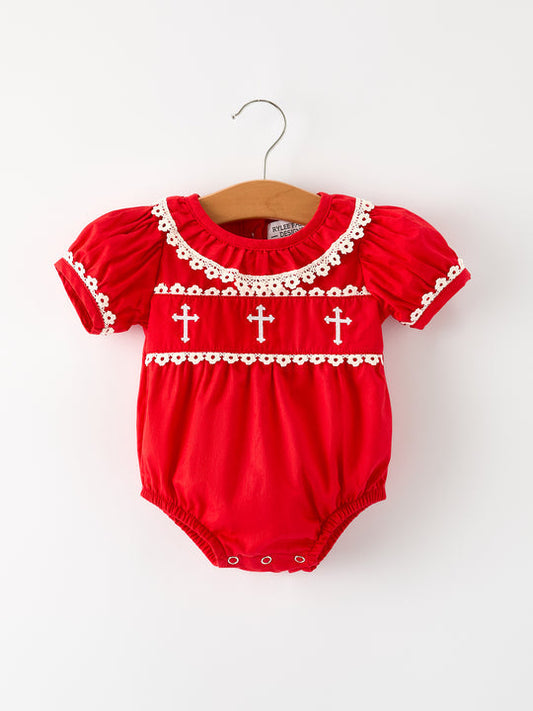 Red Cross Embroidered Bubble Rylee Faith