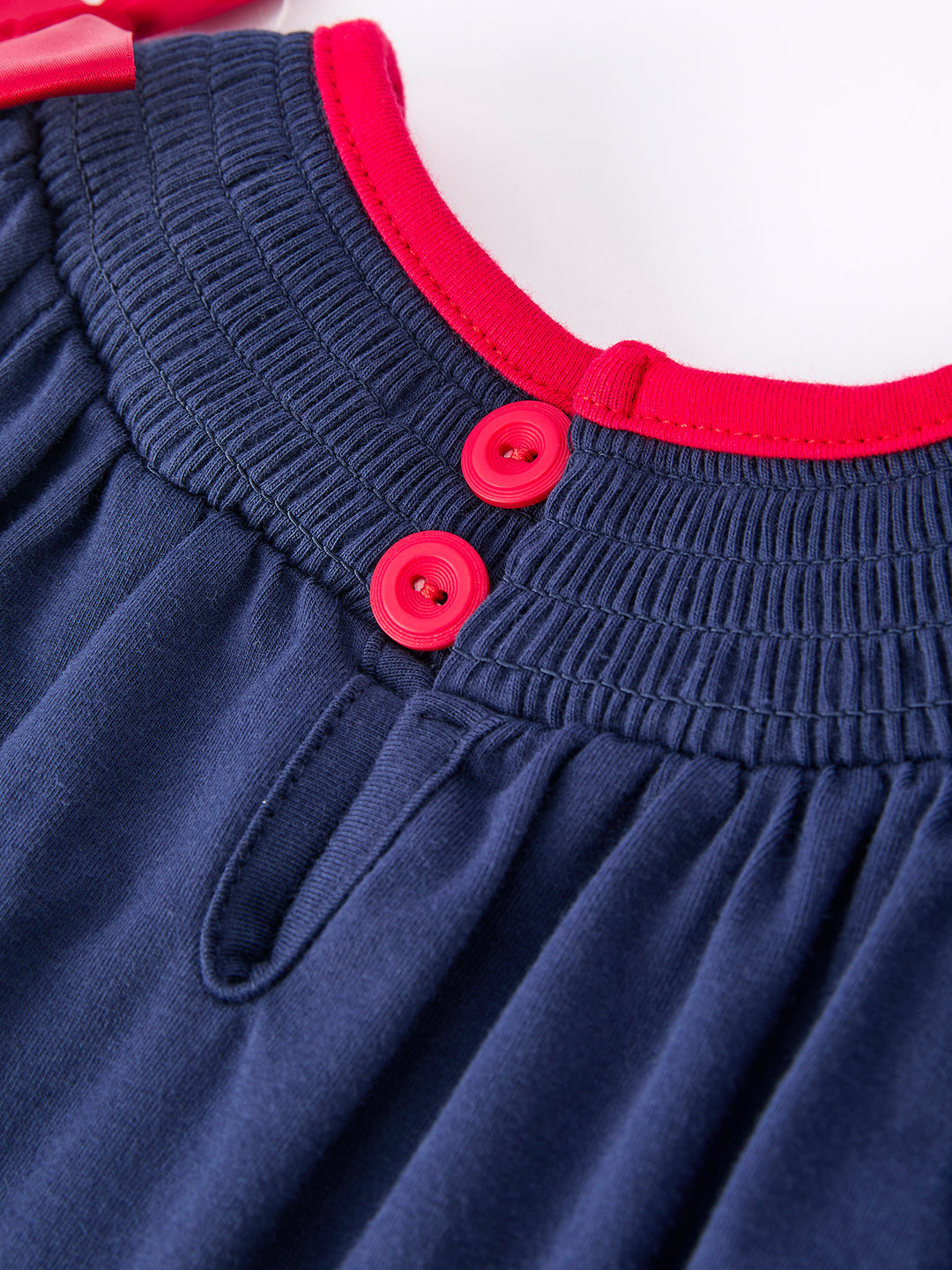 Christmas Navy with Santa Sleigh Machine Smocked Girls Bubble Rylee Faith