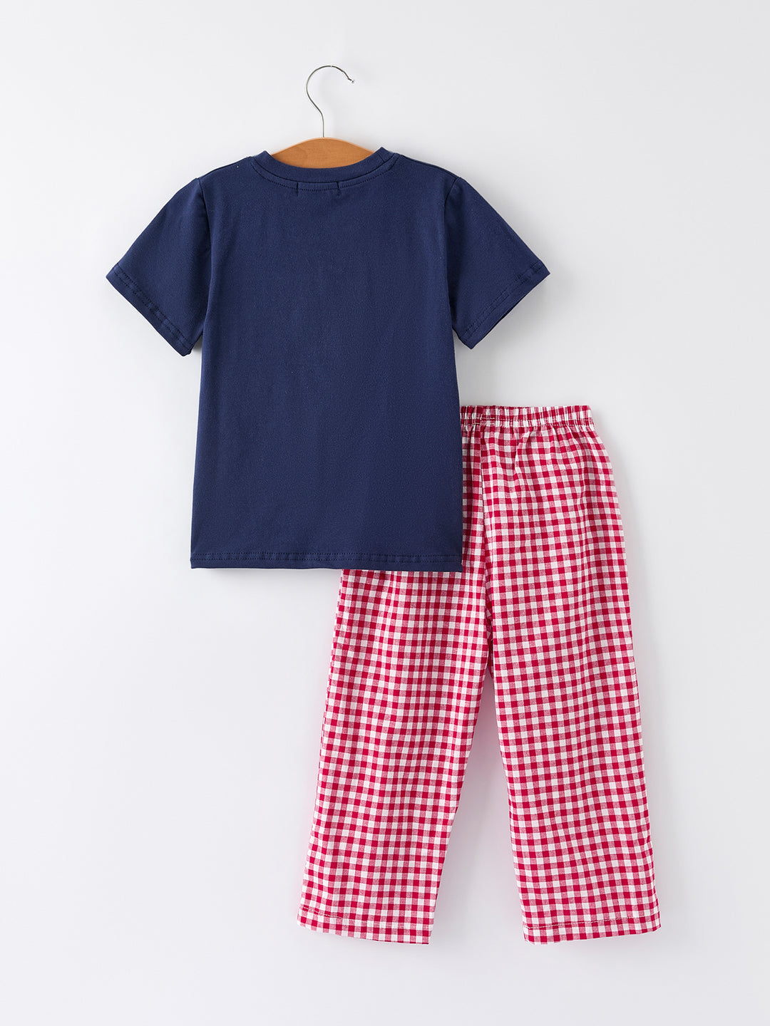 Christmas Navy with Santa Sleigh Machine Smocked Boy Pants Set Rylee Faith