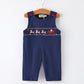 Christmas Navy with Santa Sleigh Machine Smocked Jonjon Rylee Faith