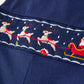 Christmas Navy with Santa Sleigh Machine Smocked Jonjon Rylee Faith