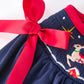 Christmas Navy with Santa Sleigh Machine Smocked Dress Rylee Faith