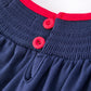 Christmas Navy with Santa Sleigh Machine Smocked Dress Rylee Faith