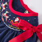 Christmas Navy with Santa Sleigh Machine Smocked Girls Bubble Rylee Faith