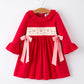 Santa Pink Ribbon Red Christmas Smocked Girl Dress Rylee Faith