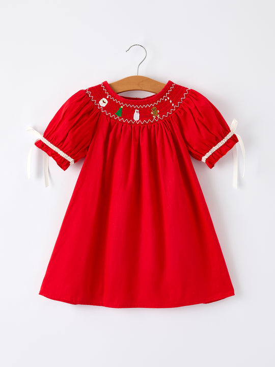 Cookies and Santa Red Smocked Dress Rylee Faith