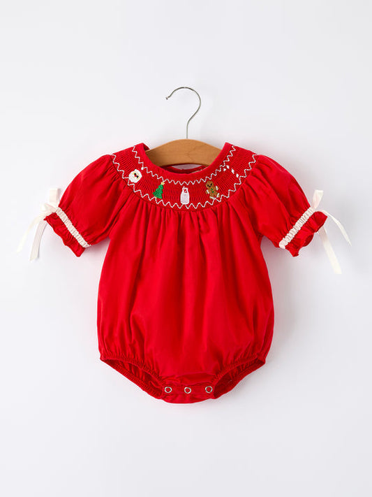 Cookies and Santa Red Smocked Bloomer Rylee Faith