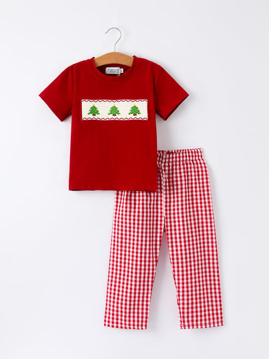 Christmas Tree Plaid Red Boy Set Rylee Faith