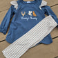 Daddy's Buddy Navy Hunting Ruffle Embroidery Girl 2 Pc Set Honeydew