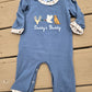 Daddy's Buddy Navy Hunting Embroidery Boy Romper Honeydew