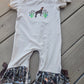 Camouflage Hound Embroidery Girl Ruffle Romper Honeydew