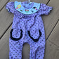 Purple Halloween Dot HP Witch Embroidery Long Romper Honeydew