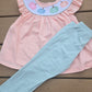 Pink Embroidery Pumpkin Girl Pants Set Honeydew