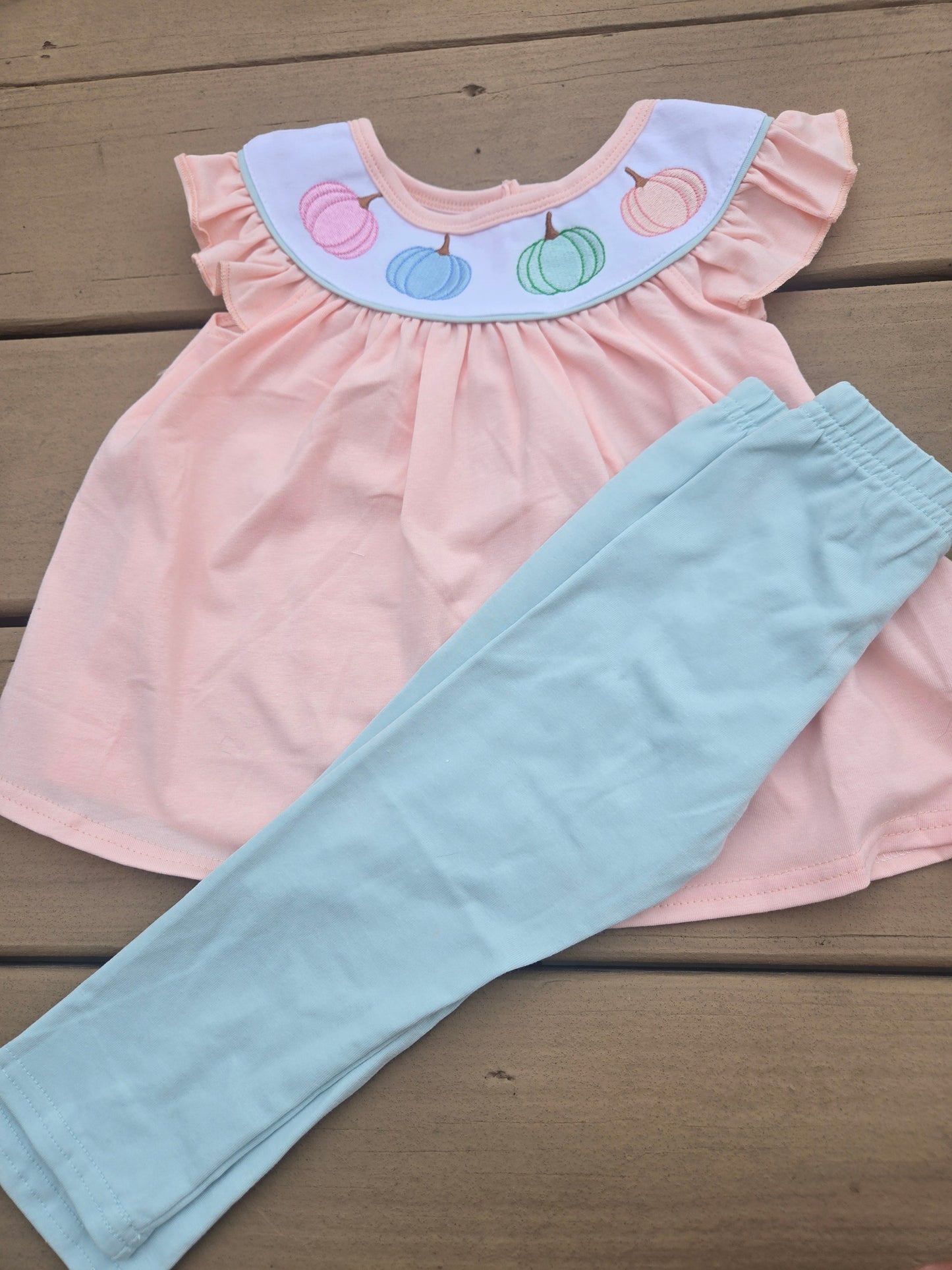 Pink Embroidery Pumpkin Girl Pants Set Honeydew