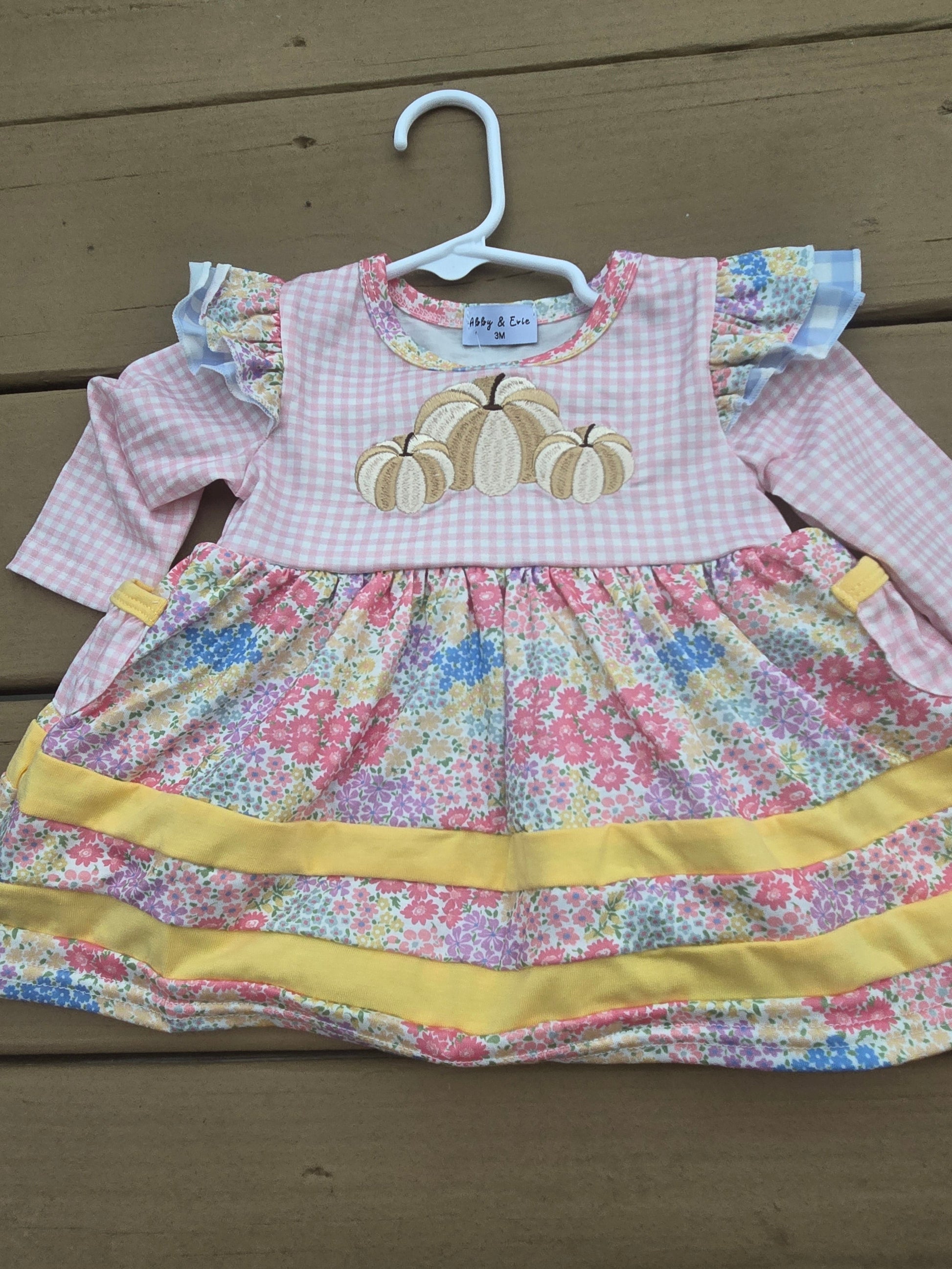 Pink Floral Patchwork Pumpkin Embroidery Bubble Honeydew