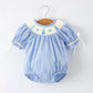 Blue Princess Character Smocked Romper Rylee Faith