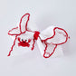 Crab Embroidered Girls Hairpin Bow 4 inches Rylee Faith