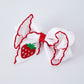 Strawberry Embroidered Girls Hairpin Bow 4 Inches - White Rylee Faith