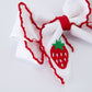Strawberry Embroidered Girls Hairpin Bow 4 Inches - White Rylee Faith