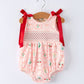 Spring Pink Floral Bow Smocked Girl Romper Rylee Faith