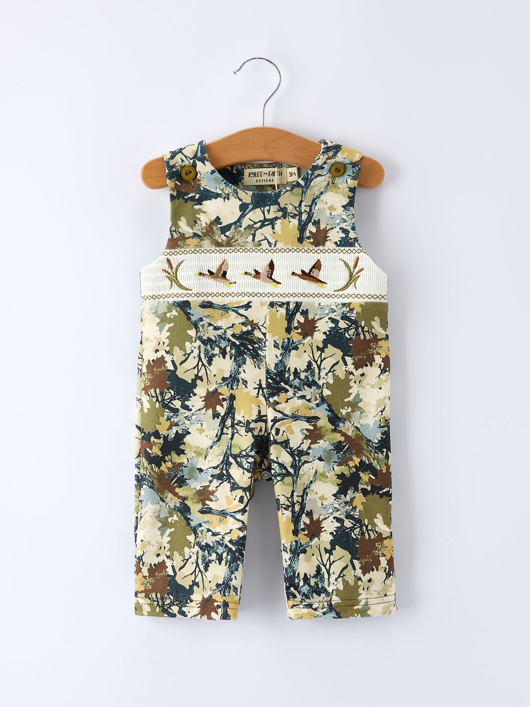 Camo Duck Smocking Embroidery Baby Boy Romper Rylee Faith