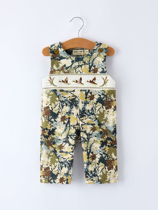 Camo Duck Smocking Embroidery Baby Boy Romper Rylee Faith
