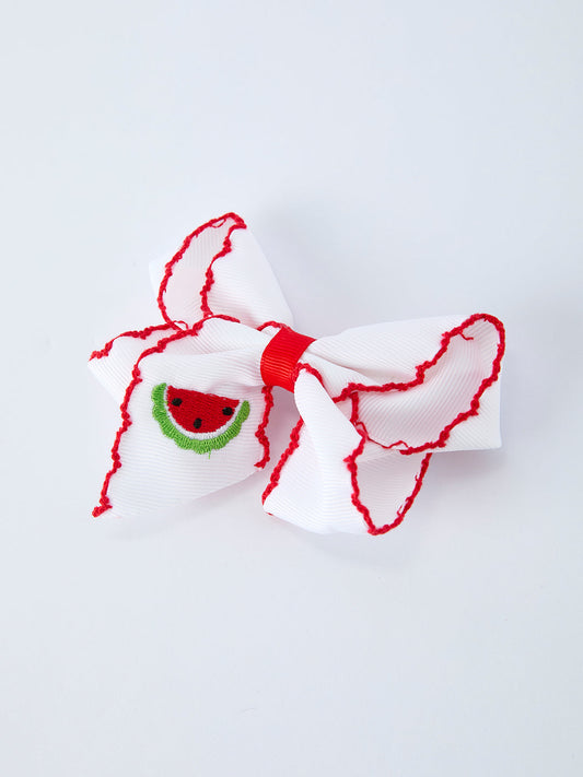 Watermelon Embroidered Girls Hairpin 4.3 Inches - Red Rylee Faith