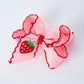 Strawberry Embroidered Girls Hairpin Bow 4 Inches - Pink Rylee Faith