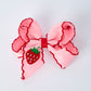 Strawberry Embroidered Girls Hairpin Bow 4 Inches - Pink Rylee Faith