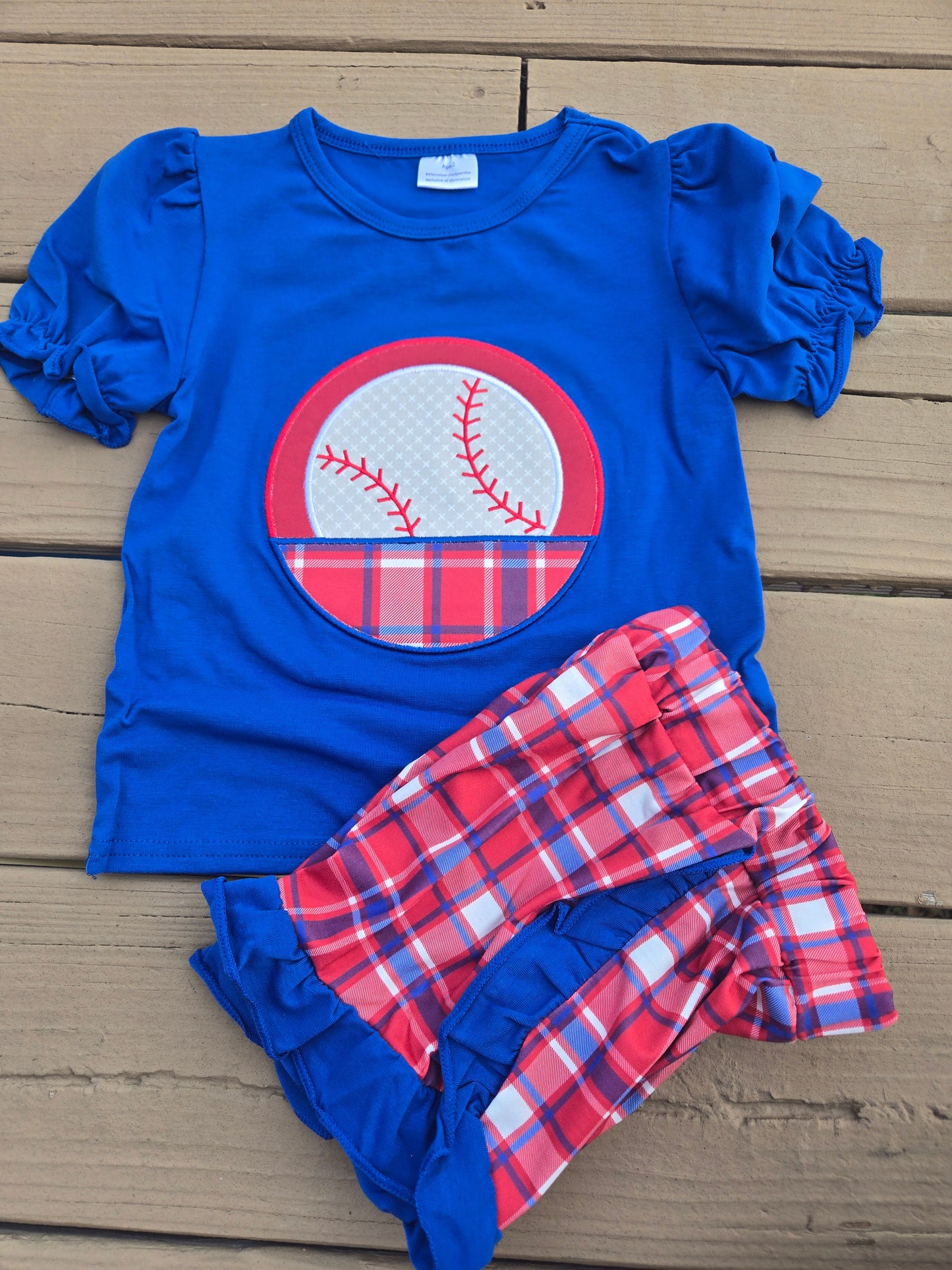 Baseball Girls Short Set Honeydew