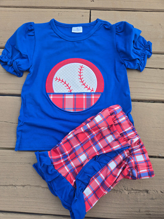 Baseball Girls Short Set Honeydew