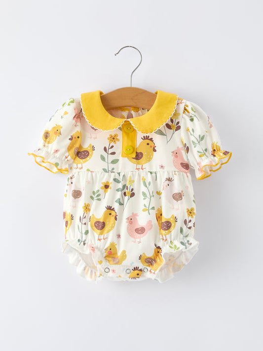 Spring Chick Scallop Short Sleeve Girl Romper Rylee Faith