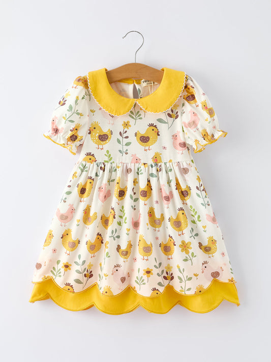 Spring Chick Scallop Short Sleeve Girl Dress Rylee Faith