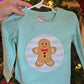 Blue Gingerbread Applique Boys Shirt Honeydew