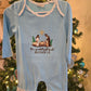 Blue Nativity Embroidery Ruffle Girl Romper Honeydew