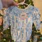 Blue Snowman Christmas Tree Smocked Bubble Honeydew