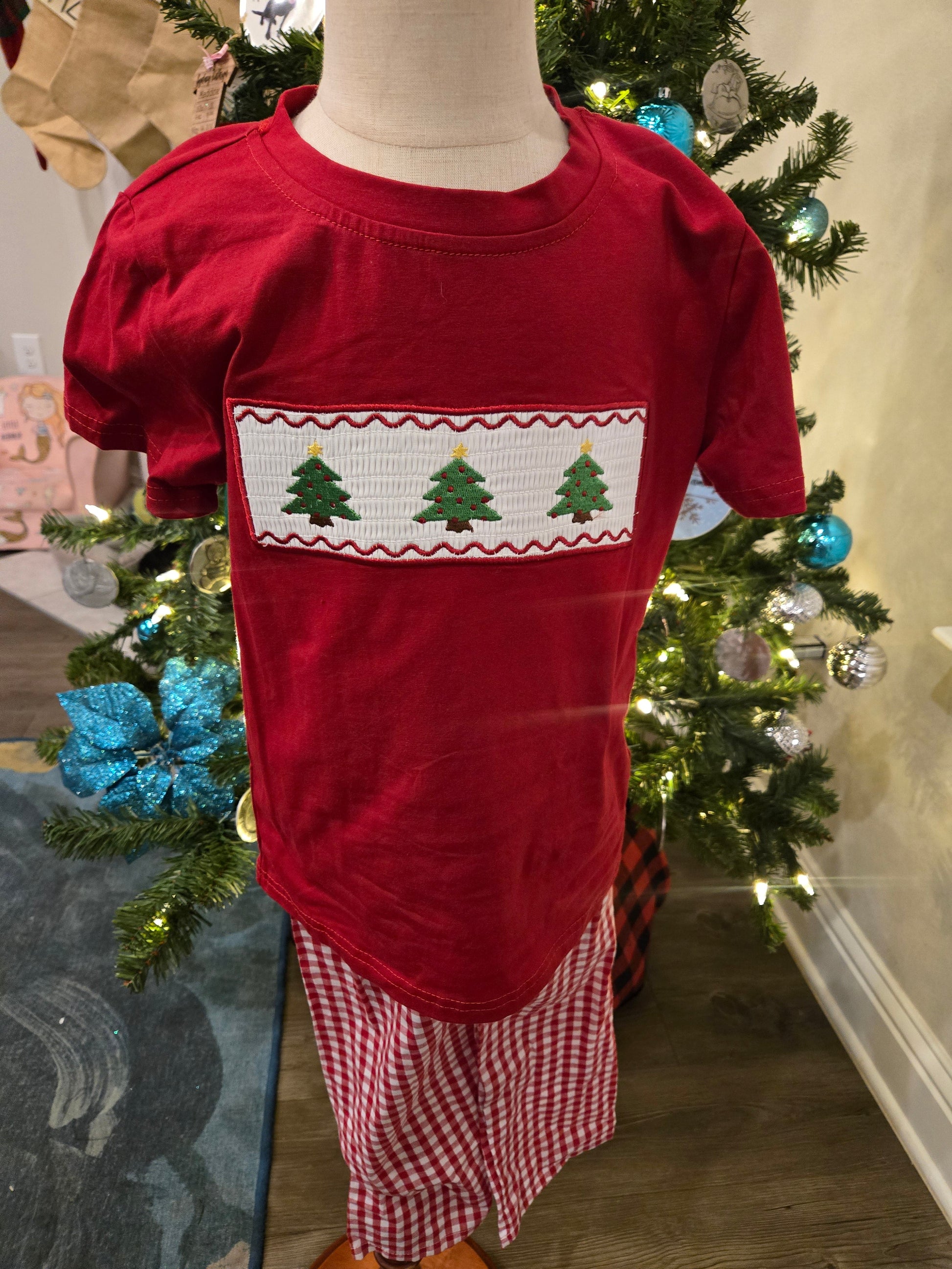 Christmas Tree Plaid Red Boy Set Rylee Faith