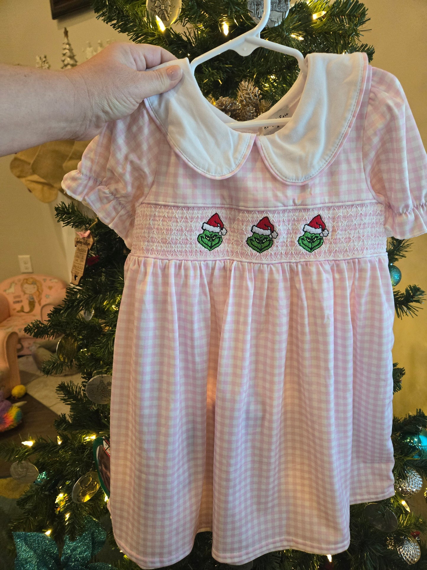 Pink Mean One Embroidery Girls Dress Honeydew