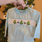 Blue Striped Christmas Tree Smocked Top Honeydew