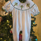 White Wreath Smocked Romper Honeydew