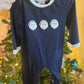Navy Santa Claus Embroidery Romper Honeydew